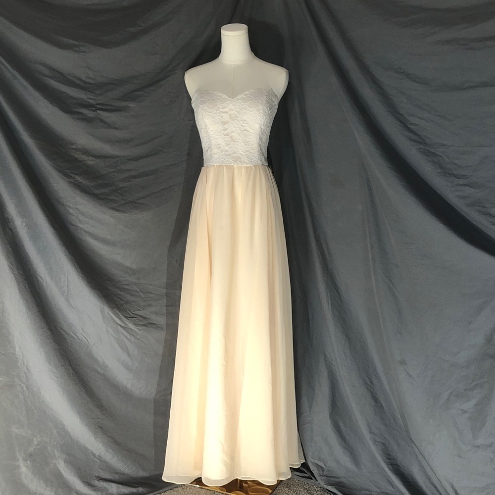 Prom Mori Lee Cream Strapless Lace Gown Size Small